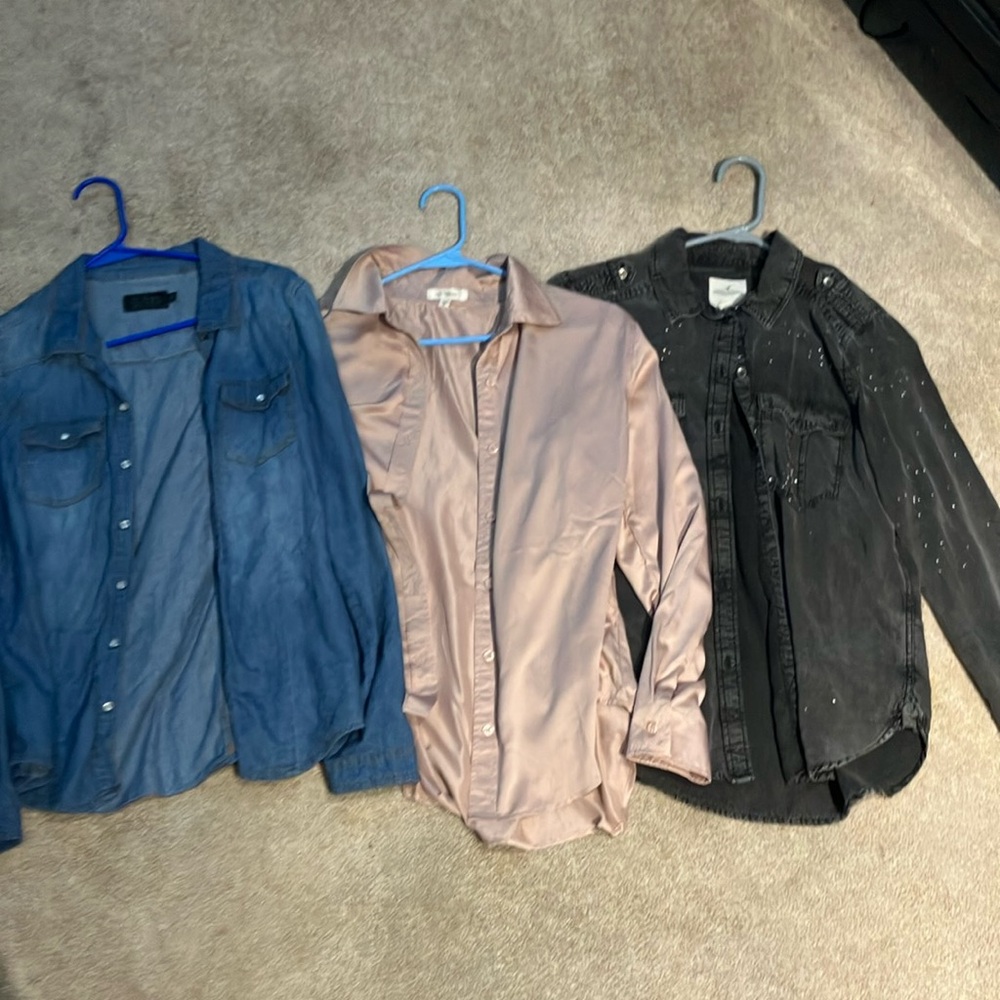 Three-piece women’s long sleeve button downs super cute